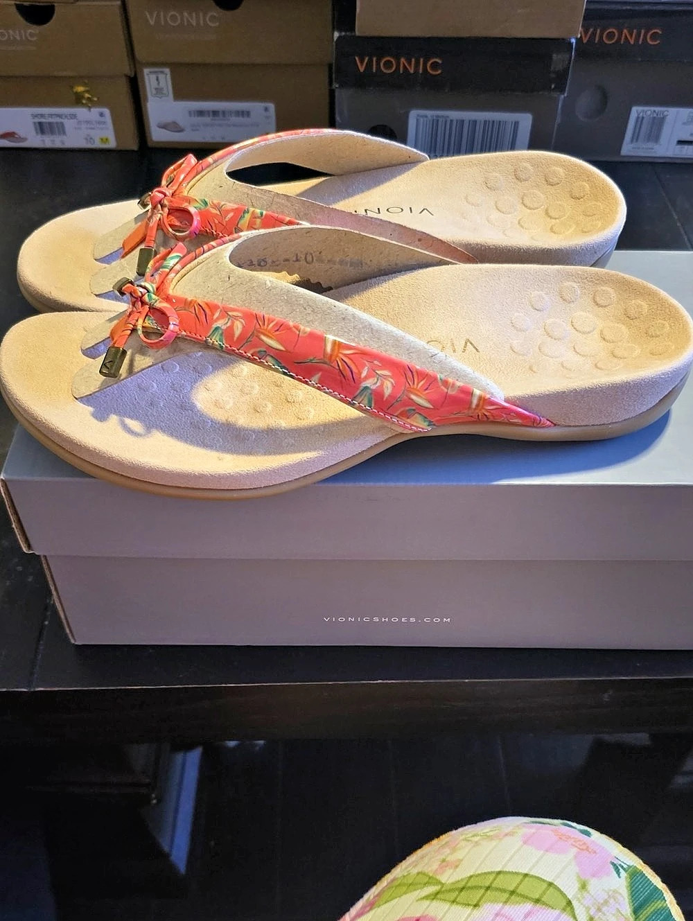 Vionic Bella II Papaya Tropic Sandals in Orange & Pink Coral
